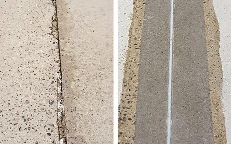 Absolut plan Yttec-lagning av betongskarv, kontrollerad med rätskiva